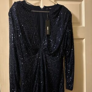 Alyssa Midnight Sequin Long Sleeve Dress